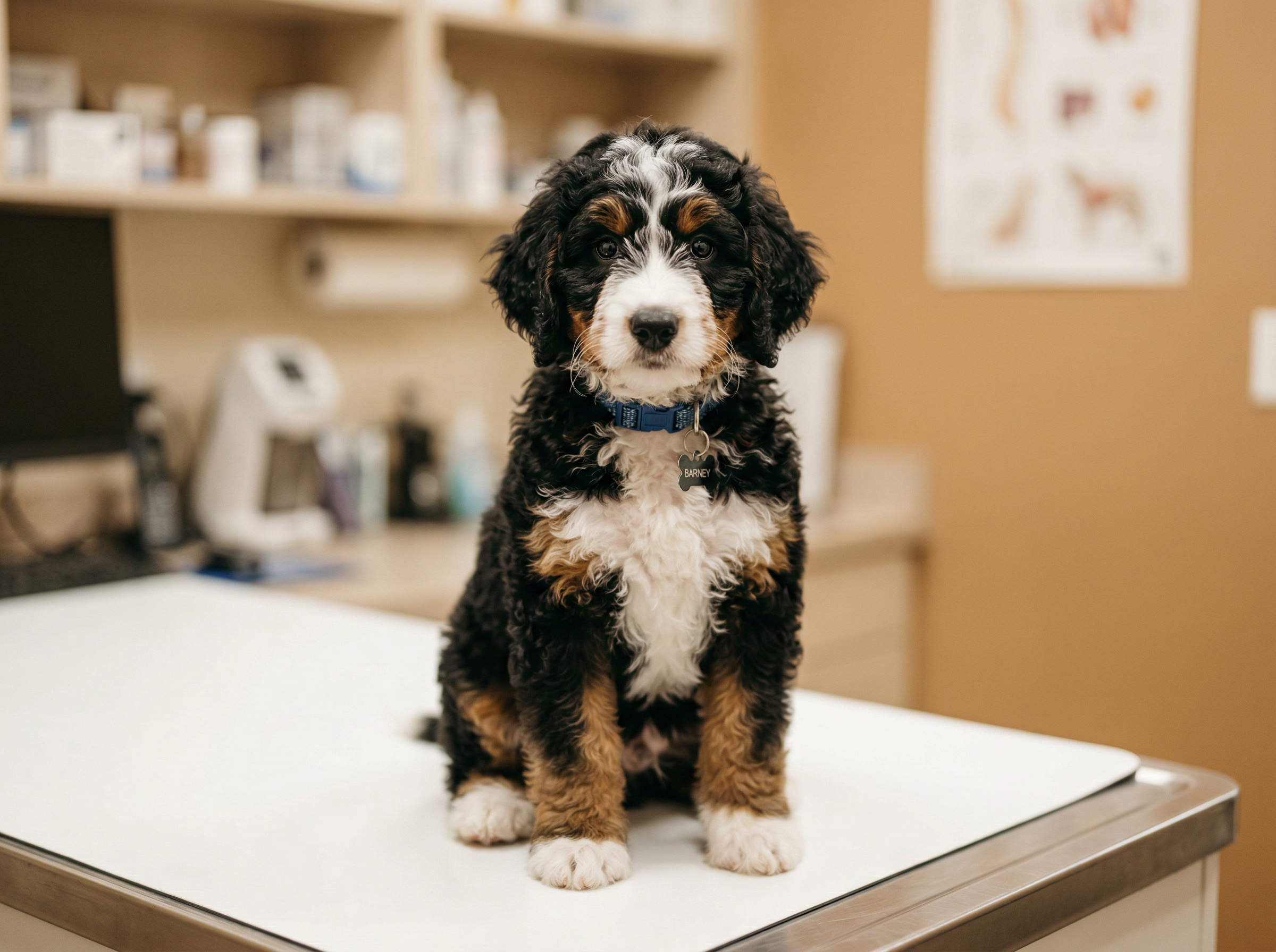Fairfield Furbabies veterinarian completing final health evaluation before puppy placement
