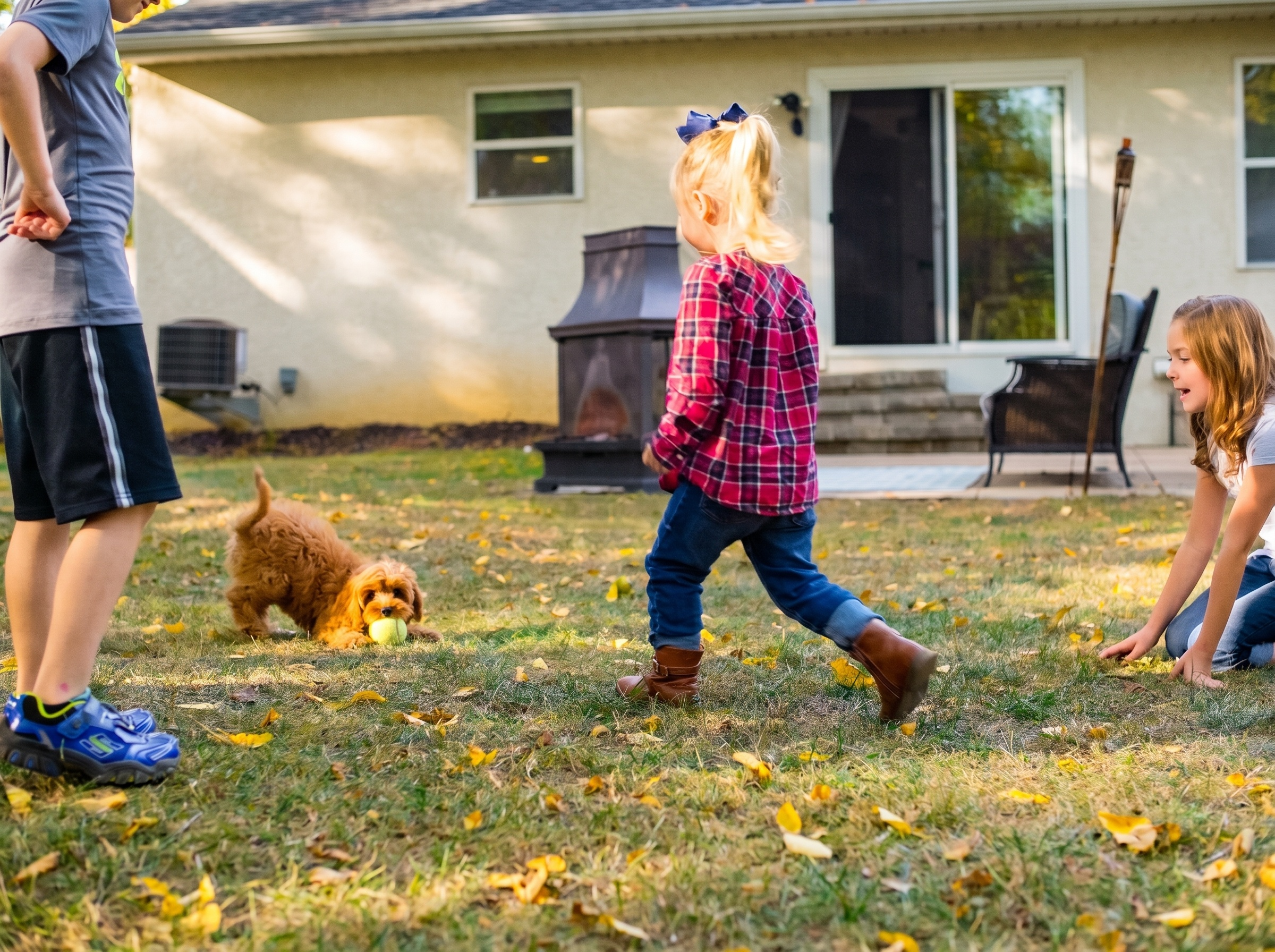Family welcoming their new Fairfield Furbabies puppy home